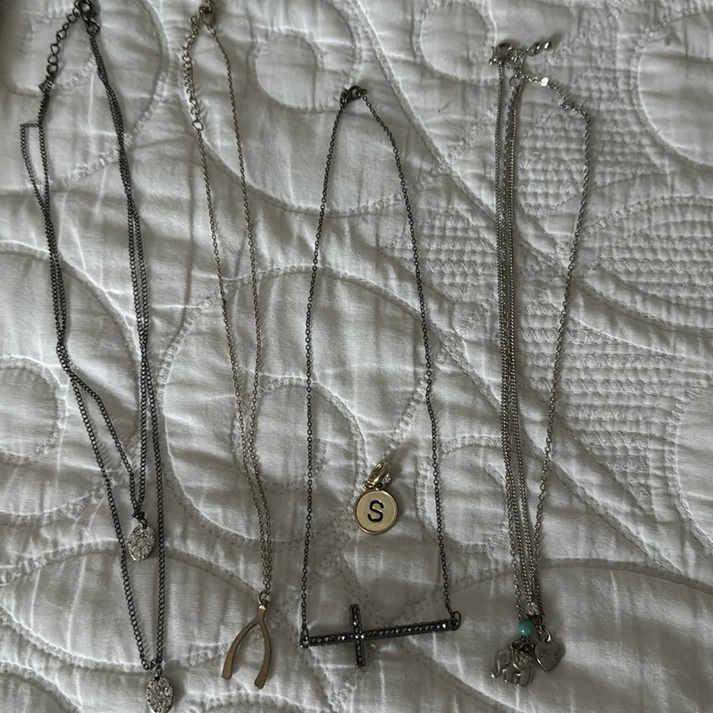 Silver and Gold Charm Necklace Set